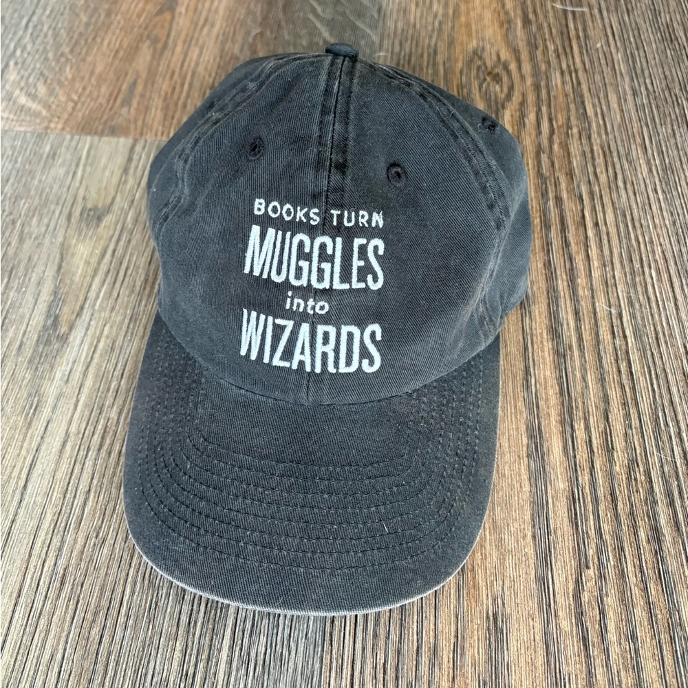 Charcoal Embroidered Baseball Cap "Books Turn Muggles into Wizards"